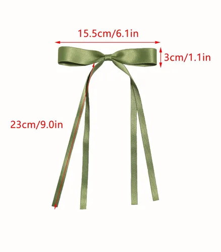 Miniatura 6 de LFOUVRE 4 pinzas para el cabello para mujer, lazo con borla y cola larga, clip para niña, accesorios sólidos, pasadores y lazo de garra