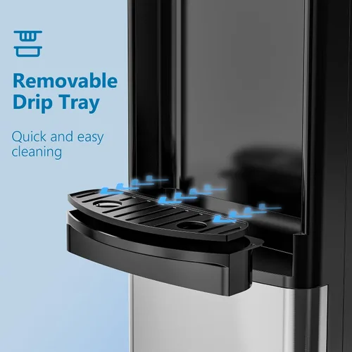 Miniatura 6 de EUHOMY - Dispensador de agua fría y caliente, autolimpiante, de acero inoxidable, carga superior, tanques de 3 o 5 galones, 3 temperaturas, bloqueo