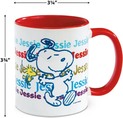 Miniatura 2 de Current PEANUTS Woodstock - Taza de cerámica personalizada – Taza de café segura para microondas de 11 onzas, bonitas tazas de personajes con asas