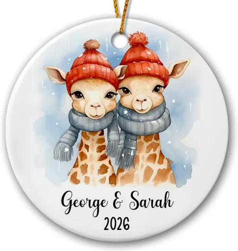 Miniatura 14 de Adorno de cerámica personalizado para pareja de leones 2026, regalos para parejas recién nacidas, novio, novia, adorno para parejas de leones, árbol