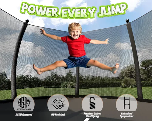 Miniatura 6 de YUMPIE - Trampolín de 8 pies, 10 pies, 12 pies, 14 pies, 15 pies, 16 pies, para exteriores, con red de seguridad y escalera, trampolines recreativos