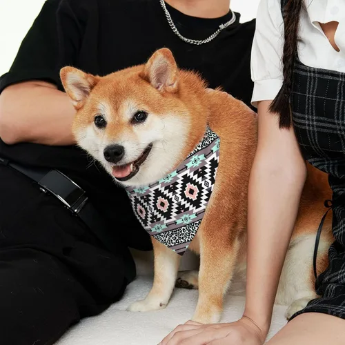 Miniatura 3 de Pañuelos para perros con hebilla ajustable para mascotas, diseño de nativos americanos, bufanda triangular lavable, tres tamaños