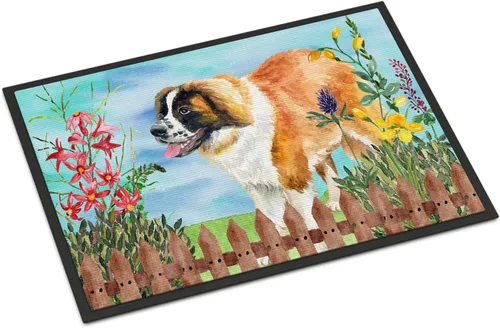 Miniatura 120 de Caroline's Treasures CK1311MAT Cavalier Spaniel Poinsettas - Felpudo de 18 x 27 pulgadas, tapete para puerta delantera, interior y exterior