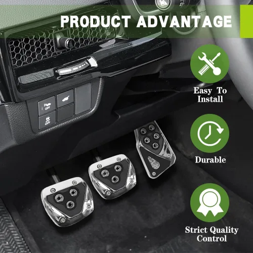 Miniatura 7 de Zufoty 3 piezas de almohadillas de pedal de aluminio antideslizantes para coche, cubiertas de pedal de freno de transmisión manual, cubiertas
