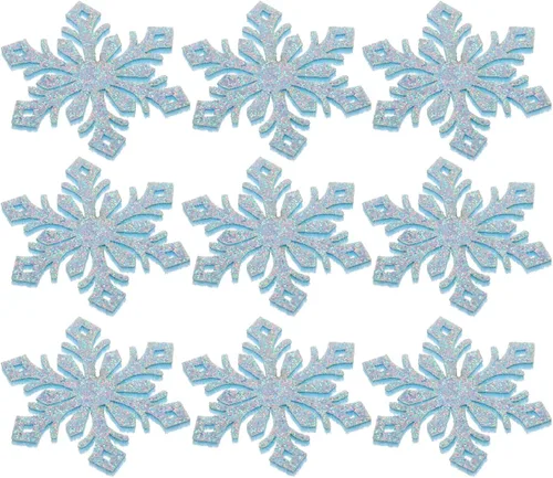 Miniatura 11 de EXCEART 30 parches de copo de nieve con brillantina para planchar en copos de nieve, horquillas para ropa, vestidos, plantas, sombreros, jeans