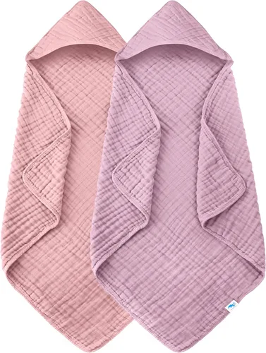 Miniatura 27 de SWEET DOLPHIN - Paquete de 2 toallas de baño de muselina para bebés y niños pequeños, manta 100% algodón, 40 x 40 pulgadas, altamente absorbentes