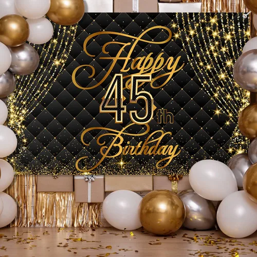 Miniatura 11 de Cartel de feliz cumpleaños 30 años, decoración de cortina real, fondo negro y dorado, cumpleaños de 30 años para mujeres y hombres, suministros