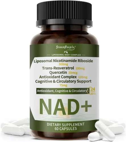 Suplemento NAD+ para mujeres con resveratrol, suplemento NAD Plus 20 en 1 con nicotinamida liposomal ribósido aumentar los niveles de NAD+ para