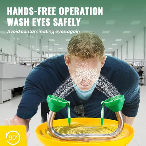 Miniatura 4 de Huanyu Estación de lavado de ojos de montaje en pared de emergencia Estaciones de lavado de ojos montadas en la pared, aprobadas por la OSHA, unidad