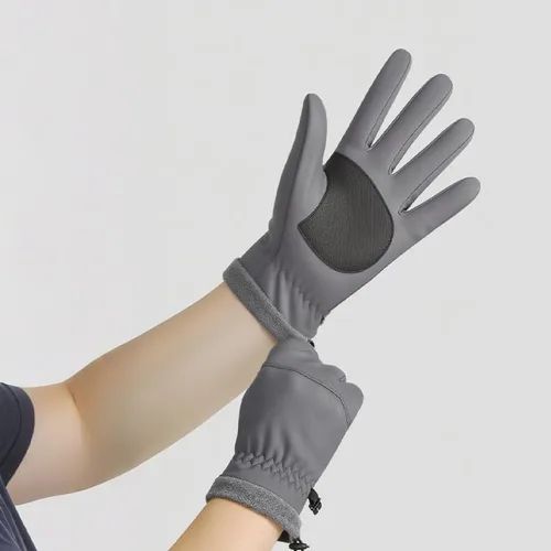 Miniatura 7 de Winter Thermal Cycling Gloves, Windproof Faux Leather with Adjustable Drawstring & Touchscreen Fingers, Non-Slip Grip for Cold Weather Biking, Black