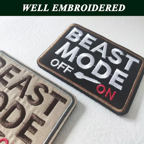 Miniatura 4 de 2PCS Parches Beast Mode On, Parche Divertido con Gancho y Velcro, Insignia de Bordado Completo para Chaleco Arnés de Perro y Gorras Bolsas Chalecos