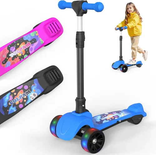 Miniatura 11 de Electric Scooter, 80W Motor, 3 Levels Adjustable Handlebar, 5 Mph Safe Speed, Lighted Up Wheel, Lean-to-Steer Design, Foldable Kick Scooter Boys &