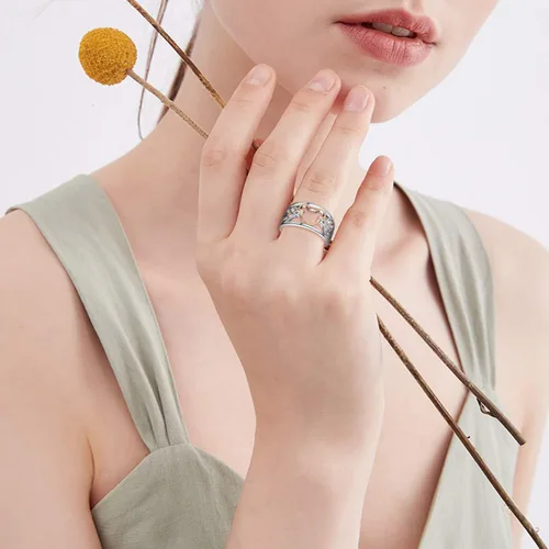 Miniatura 5 de JO WISDOM Anillo de Mickey Mouse chapado en plata de ley 925 y oro amarillo, Oro blanco, oro amarillo, metal