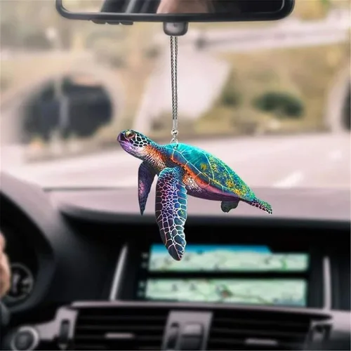 Adorno colgante de tortuga marina para espejo retrovisor de automóvil, bonita tortuga de automóvil, bolsa interior de automóvil, llavero accesorio