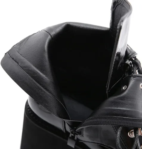 Miniatura 4 de Starella Botines góticos de plataforma para mujer, tacón de bloque, con cordones, botines de motocicleta de combate con cadena