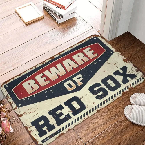 Interesante felpudo de entrada Beware of Red Sox Alfombra Patio Bar Accesorios Exterior Otoño Decoración (Talla: 65X90CM)