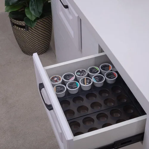 Organizador de almacenamiento para cápsulas de café para cajón de cocina, soportes para 60 tazas K CUP, bandeja de plástico premium con alfombrilla