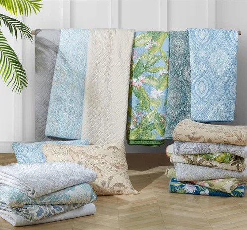 Miniatura 13 de Tommy Bahama - Juego de colcha tamaño Queen, ropa de cama reversible de algodón con fundas a juego, juego de ropa de cama transpirable para todas