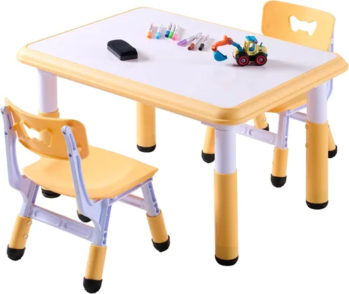 Miniatura 8 de Set de mesa y sillas para niños GTOLV (2 sillas), juego de mesa y sillas ajustables en altura para niños de 3 a 8 años con escritorio para grafiti