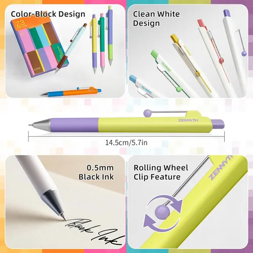 Miniatura 3 de YOXMJDB Bolígrafos de gel, 10 bolígrafos de tinta negra de 0.020 in, bolígrafos retráctiles de secado rápido con barril en forma de diamante