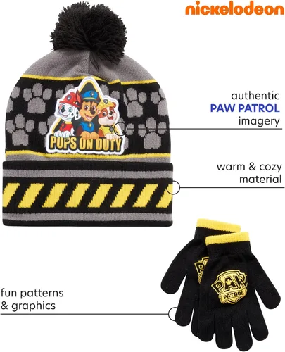 Miniatura 2 de Nickelodeon Paw Patrol - Conjunto de gorro y guantes de invierno para niños (edad 2-7)