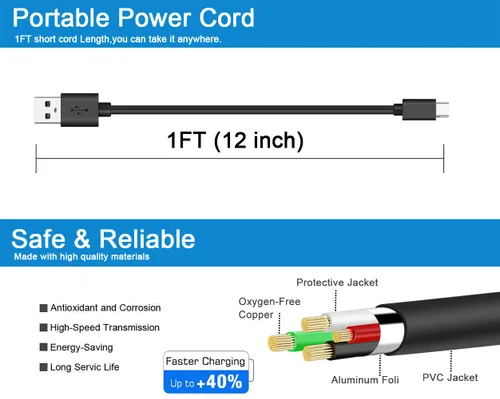 Miniatura 4 de Cable USB C de 1 pie para auriculares Beats Flex, Studio Buds, Fit Pro/X Kim, para JBL 125TWS, para Samsung Galaxy Buds Plus/Pro, cargador