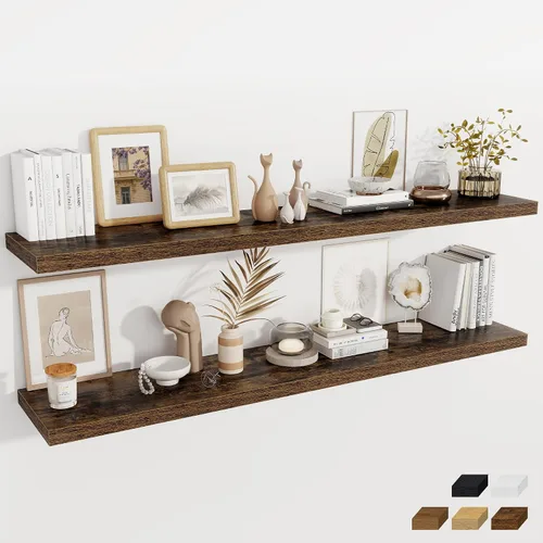 Miniatura 32 de Fun Memories Estantes flotantes de 12 pulgadas de profundidad, estantes de pared de madera de 16 x 12 pulgadas, estante de almacenamiento rústico