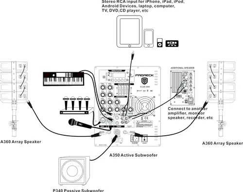 Miniatura 4 de PRORECK Club AB - Sistema de altavoces PA de 12 pulgadas con sistema de altavoces PA alimentados con Bluetooth/USB/tarjeta SD/control remoto