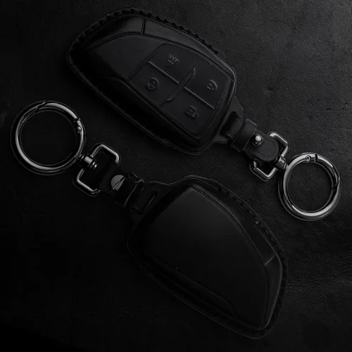 Miniatura 3 de Tukellen Funda para Llavero de Cuero Genuino Smart Key Holder Sleeve Compatible con 2021-2026 Chevy Chevrolet Colorado Equinox Silverado GMC Canyon