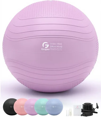 Miniatura 26 de Gruper Pelota de yoga, pelota de ejercicio extra gruesa para entrenamiento y estabilidad durante el embarazo, 4 tamaños, pelota de equilibrio