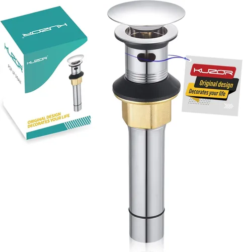 Miniatura 11 de Desagüe emergente para fregadero de baño con rebosadero - Se ajusta a agujeros de 1-5/8" a 2", acero inoxidable 304 para tocador/fregadero