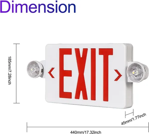 Miniatura 3 de CM MZY Señal de salida LED con luces de emergencia, luz de señal de salida con batería de respaldo, luces de emergencia de letra roja con dos Rojo