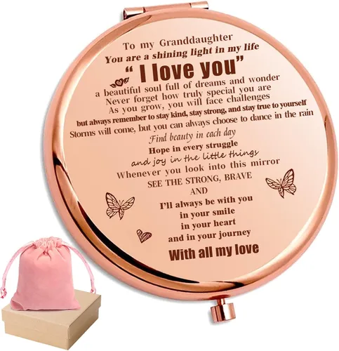 Miniatura 8 de para Mi Nieta - Eres Increíble y Hermosa - Espejo de bolsillo, espejo compacto grabado para nieta, espejo de aliento "La Familia Primero", regalos