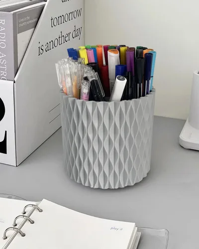 Miniatura 2 de Lebenrich Aesthetic Black Pen Holder for Desk, Rotating Plastic Desk Pencil Holder Organizer for Home School Office