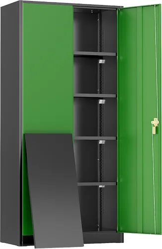 Miniatura 10 de Greenvelly Gabinete de almacenamiento de metal, gabinete de almacenamiento de metal con bloqueo de 63" de alto con puertas y 4 estantes, armarios