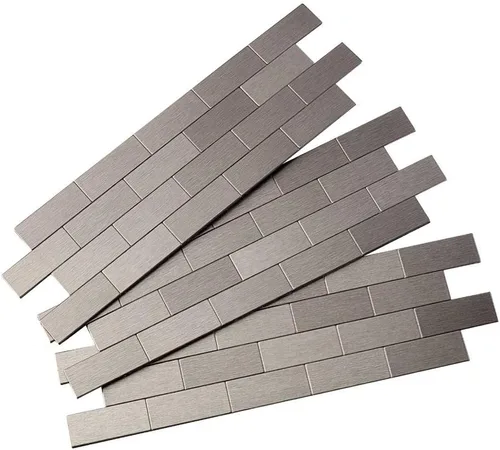 Miniatura 5 de Azulejos adhesivos de Aspect para salpicadero, de metal mate, diseño de tipo metro, para cocina y baño, A95-51