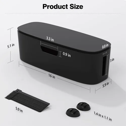 Miniatura 2 de Caja de Gestión de Cables - Caja Organizadora de Cables Grande para Ocultar Regletas de Alimentación y Debajo del Escritorio, Caja Organizadora