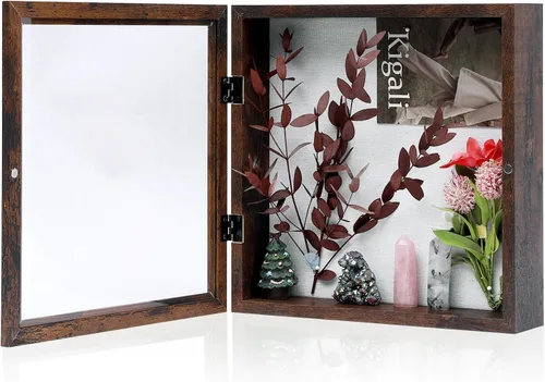 Miniatura 18 de Muzilife Marco de Fotos Caja de Sombra de 11 x 11 pulgadas - Vitrina Cuadrada de Madera y Vidrio con Interior Profundo de 2.16 pulgadas, Lista