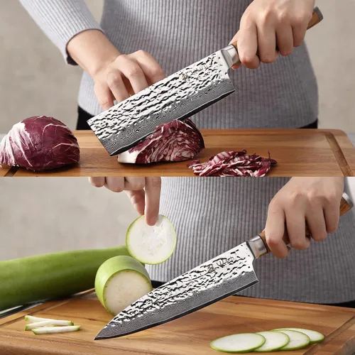 Miniatura 2 de Wakoli Juego de Bloques de Cuchillos de Damasco – Juego de 4 Piezas de Cuchillos de Cocina Profesionales con Bloque Magnético – Juego de Cuchillos