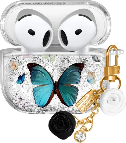 Miniatura 10 de Funda para Apple para Airpods 4 Case 2024 - Arena Movediza Líquida Arte Artístico Estético Funda Mujer Chica Mujeres Brillante Brillo Purpurina