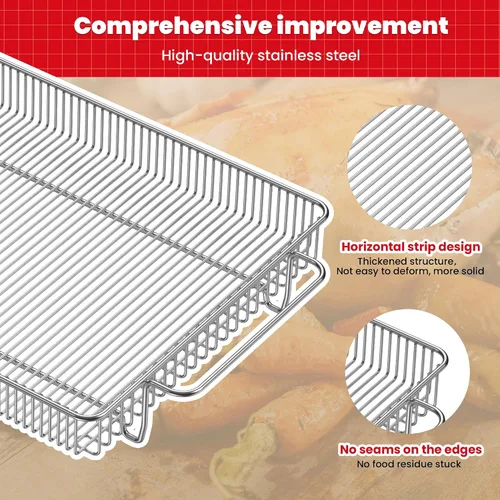 Miniatura 3 de Cesta para freidora de aire para horno, bandeja grande de freidora de aire de 13.9 x 9.7 pulgadas con 50 papeles pergaminos, cesta de freidora
