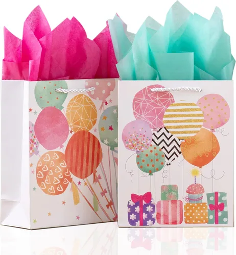 Miniatura 20 de OfficeCastle Paquete de 4 bolsas de regalo doradas con papel de seda, 7x3x9 pulgadas, perfectas para cumpleaños, baby showers, Día del Padre