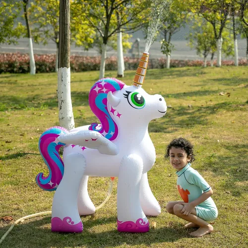 Miniatura 3 de JOYIN Rociador inflable de 48 pulgadas con diseño de unicornio, juguete inflable de agua para diversión al aire libre de verano, juguete de aspersor