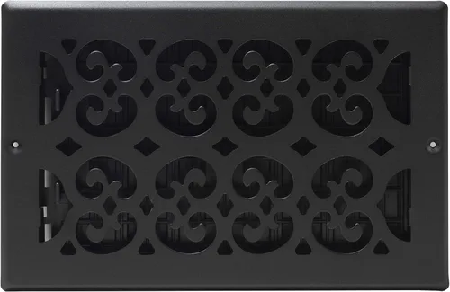Miniatura 2 de Decor Grates ST610W Registro de pared y techo con diseño de voluta, 6 x 10 pulgadas, negro texturizado