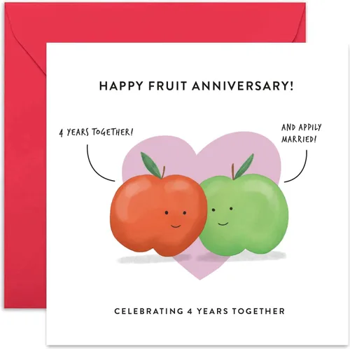Old English Co. Tarjeta de aniversario de boda para marido y esposa, bonita tarjeta de felicitación divertida de aniversario de frutas, humor de