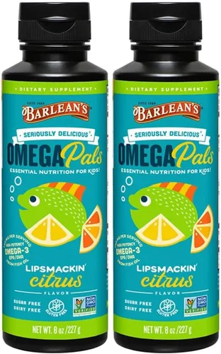 Miniatura 10 de Barlean's Omega Pals Sensational Straw-Nana saborizado Omega-3 para niños, delicioso suplemento de aceite de pescado líquido para niños con 1,483 mg