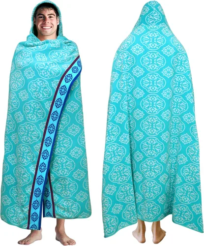 Miniatura 16 de COTTON CRAFT - Toalla de playa extra ancha con rayas ombre para dos, 147.3 x 172.7 cm - Algodón puro - Tela jacquard doble gruesa de felpa súper