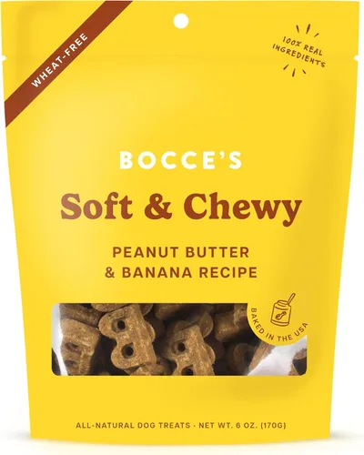 Miniatura 14 de Bocce's Bakery Bac'n Nutty - Golosinas suaves y masticables para perros, sin trigo con sabor a mantequilla de maní y tocino, galletas naturales
