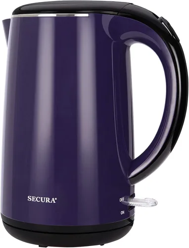 Secura Hervidor de agua eléctrico original de doble pared de acero inoxidable, 1.8 cuartos con apagado automático y protección contra hervido en