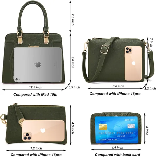 Miniatura 48 de Bolsos de mano de moda para mujer, bolsa de hombro, asa superior, bolsa de mano, juego de 4 piezas